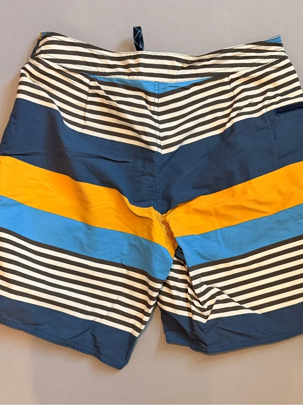 Patagonia Men's Striped Board Shorts - Navy, Yellow & Light Blue